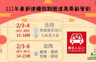 春節疏運 國道0-5時暫停收費 台鐵加開423班車