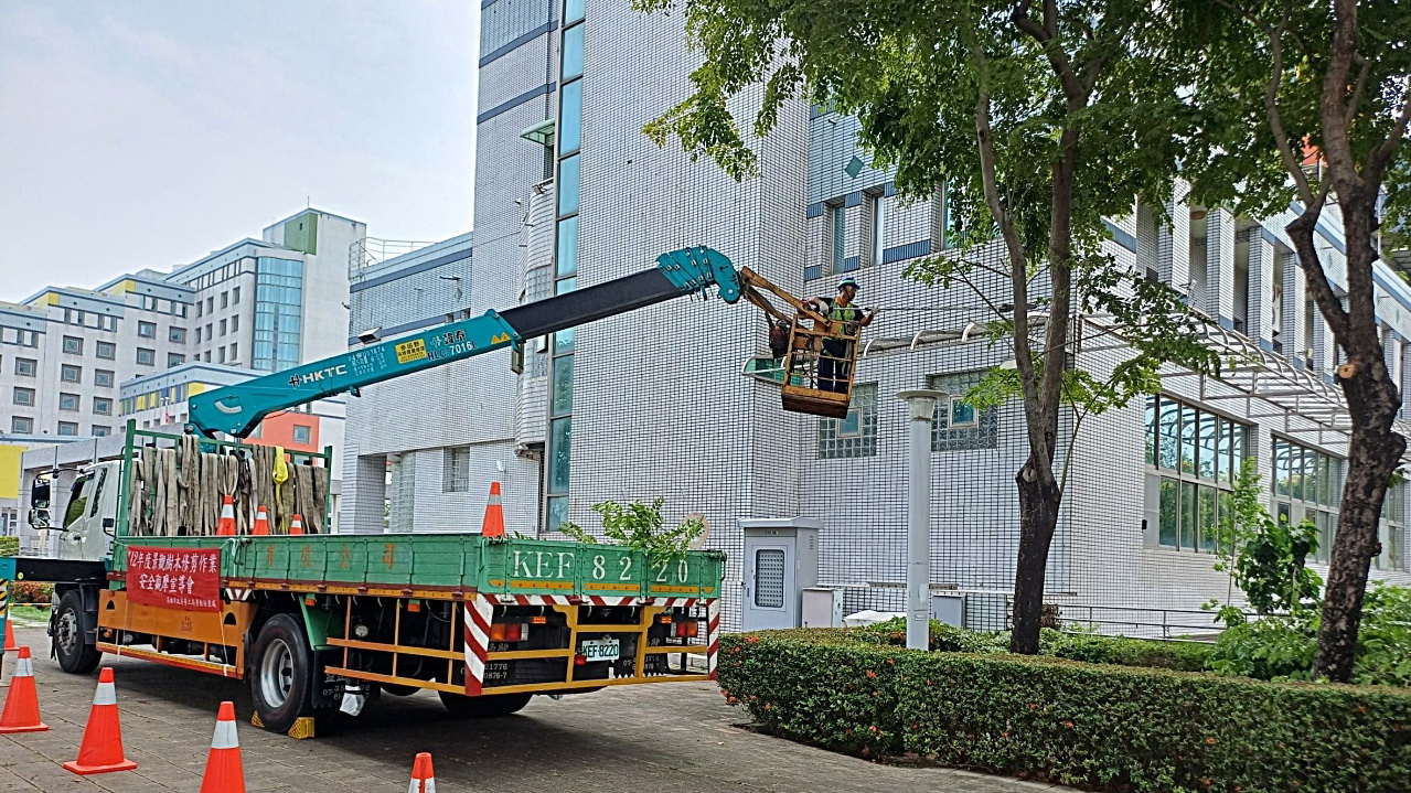 高市勞工局景觀樹木修剪作業安全示範觀摩 直接操練工安SOP
