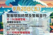 國家防災日 警察局發布海嘯警報試放 不實施人車管制及疏散撤離