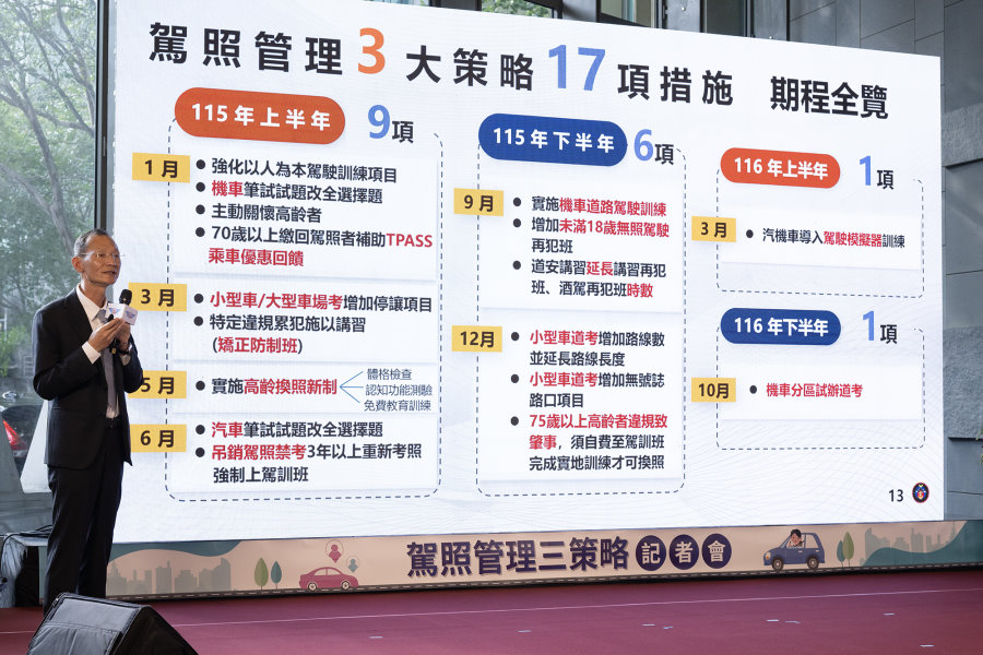 駕照制度革新 高齡換照下修至70歲、筆試改全為選擇題