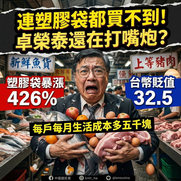 卓榮泰喊「上游不漲、下游不囤」穩物價 國民黨：心靈雞湯救通膨