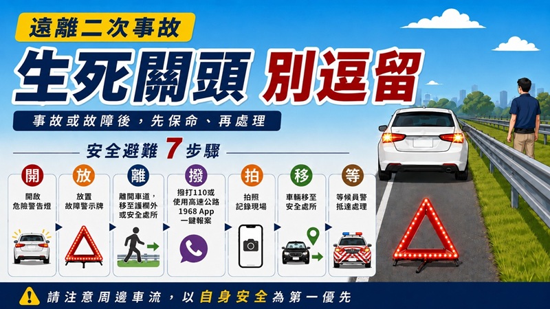 國道汽車輔助駕駛釀3死！牢記國道事故SOP 遠離二次事故
