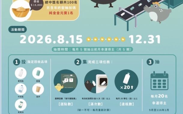 竹市投瓶王回收金好運8月開跑 月月抽好禮壓軸抽純金金元寶